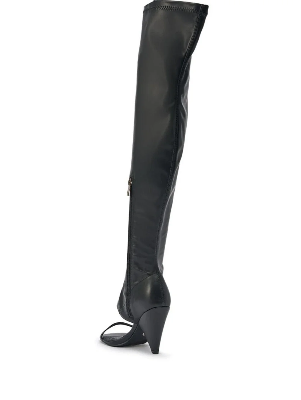 Over-the-Knee Black Stiletto Boots with Side Zip